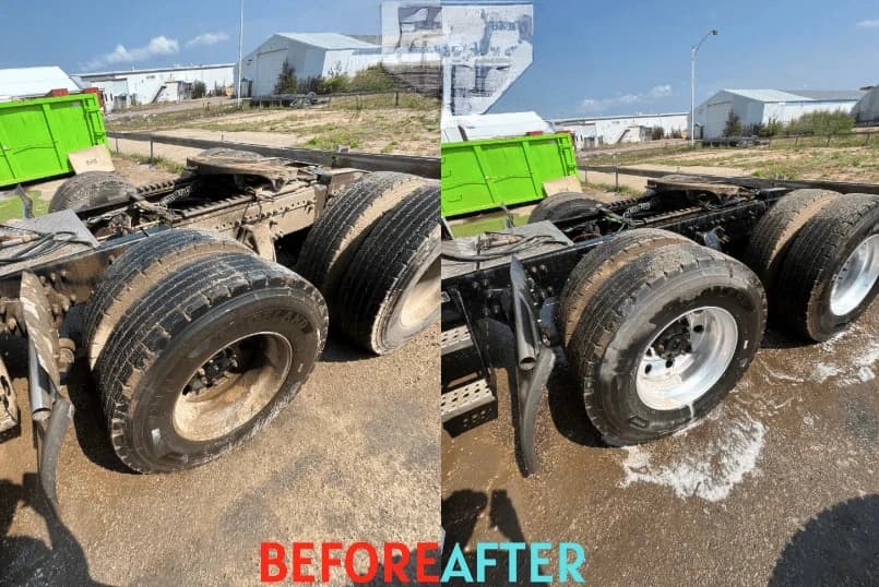 North Ridgeville Power Washing team cleaning commercial fleet vehicles in North Ridgeville